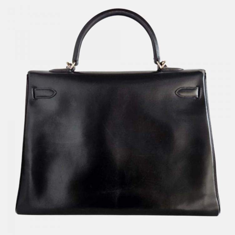 Pre Owned Hermes Kelly 35 Box Leather Palladium Hardware Bag