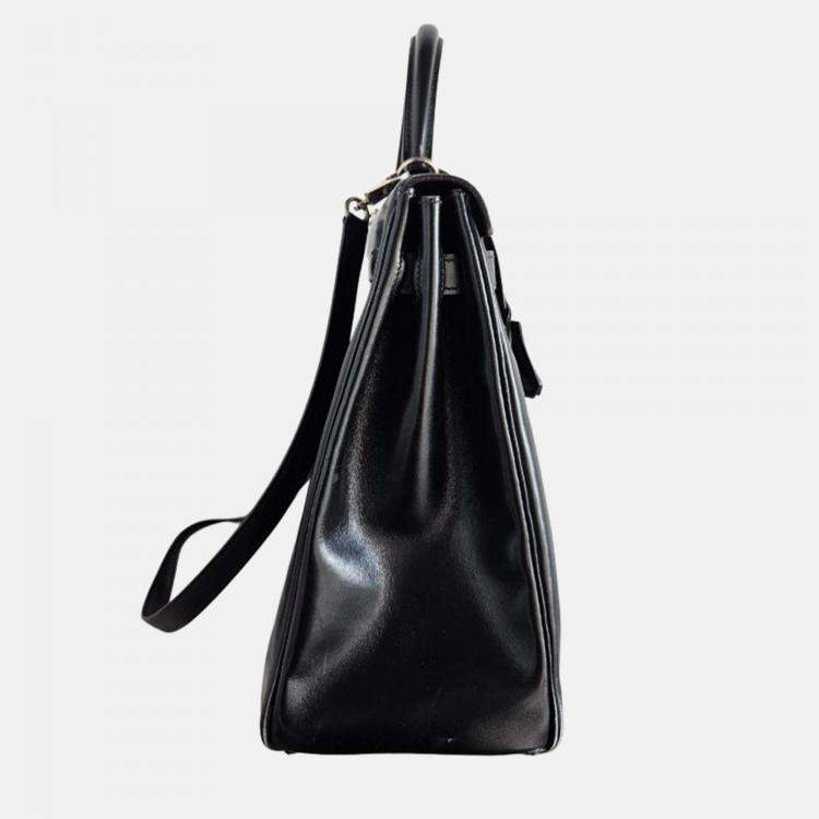 Pre Owned Hermes Kelly 35 Box Leather Palladium Hardware Bag