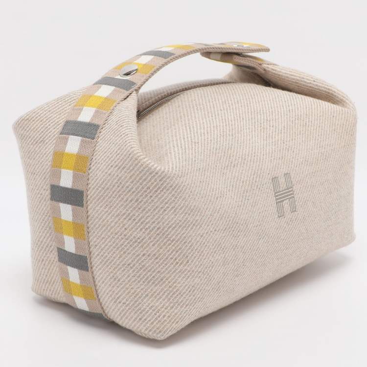 Pre Owned Hermes Beige Canvas Large Bride-a-Brac Case Pouch