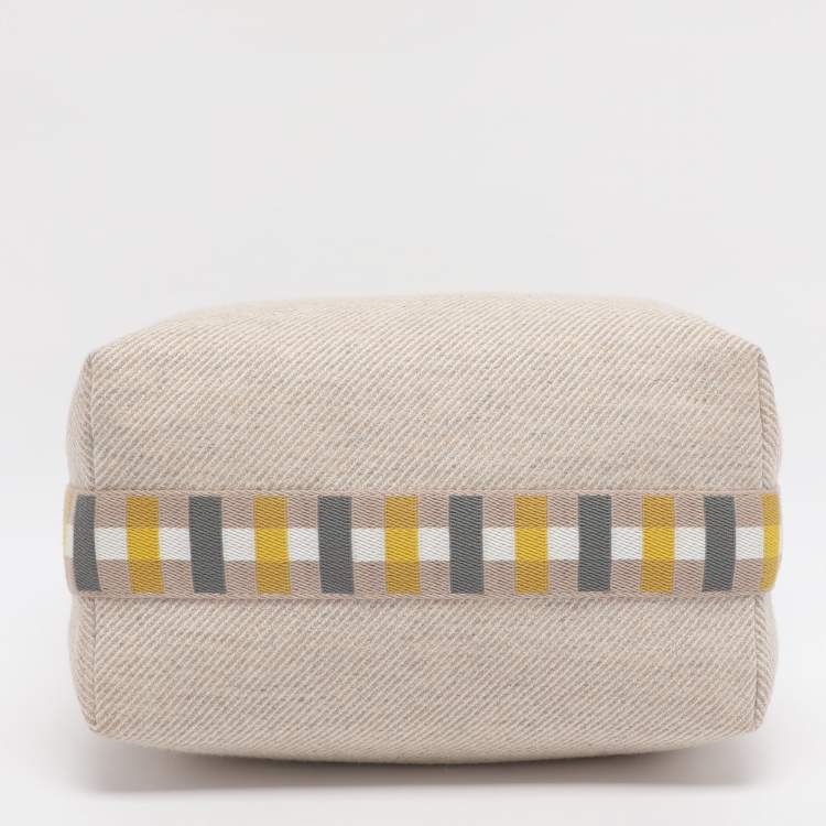 Pre Owned Hermes Beige Canvas Large Bride-a-Brac Case Pouch