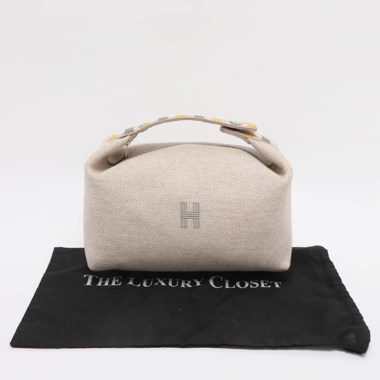 Pre Owned Hermes Beige Canvas Large Bride-a-Brac Case Pouch