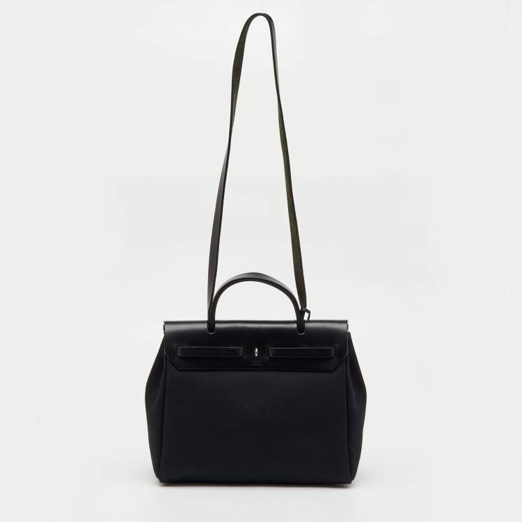 Pre Owned Hermes Black Toile Canvas and Vache Hunter 2in1 Herbag 31 Bag