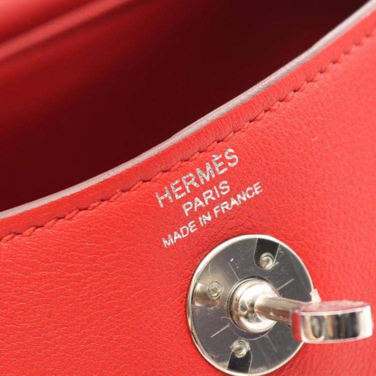 Pre Owned Hermes Lindy Mini Red Swift Leather Shoulder Bag