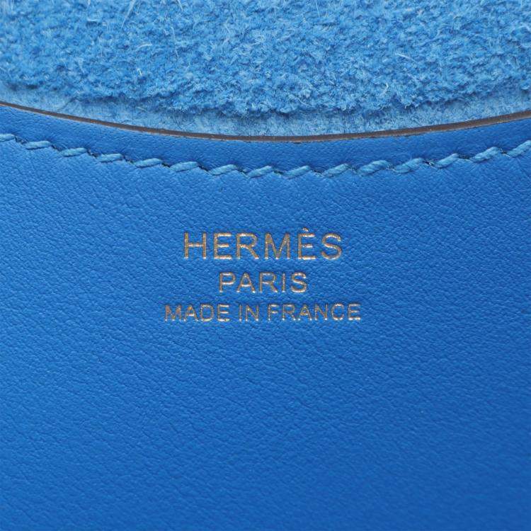 Pre Owned Hermes In The Loop 18 Blue Hydra Taurillon Clemence Leather Tote Bag