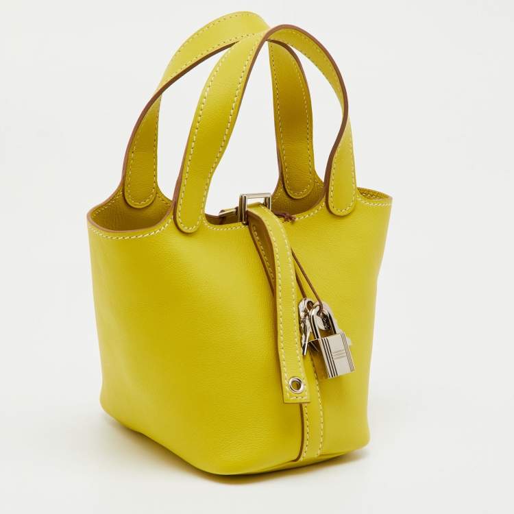 Pre Owned Hermes Lime Swift Leather Micro Picotin Lock Bag