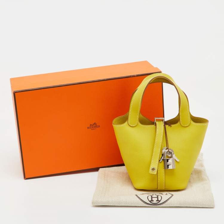 Pre Owned Hermes Lime Swift Leather Micro Picotin Lock Bag