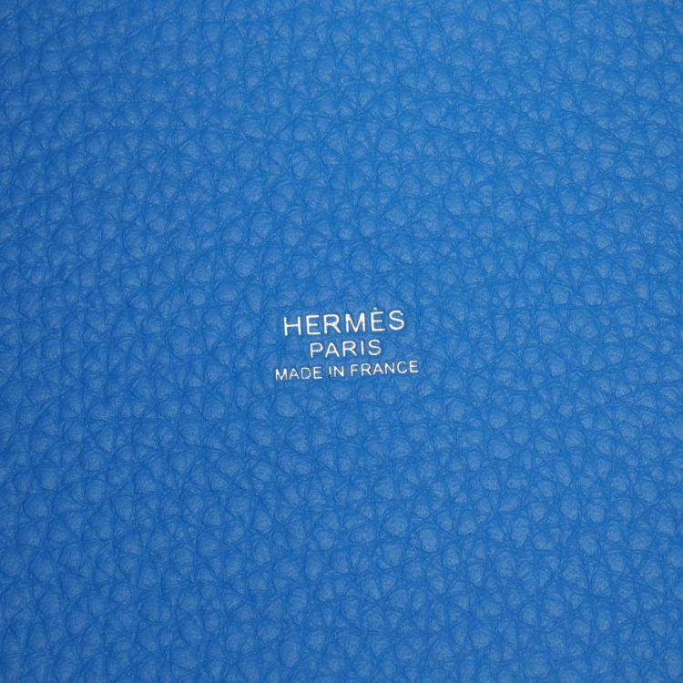 Pre Owned Hermes Picotin Lock 18 Blue Hydra Taurillon Clemence Leather Shoulder Bag