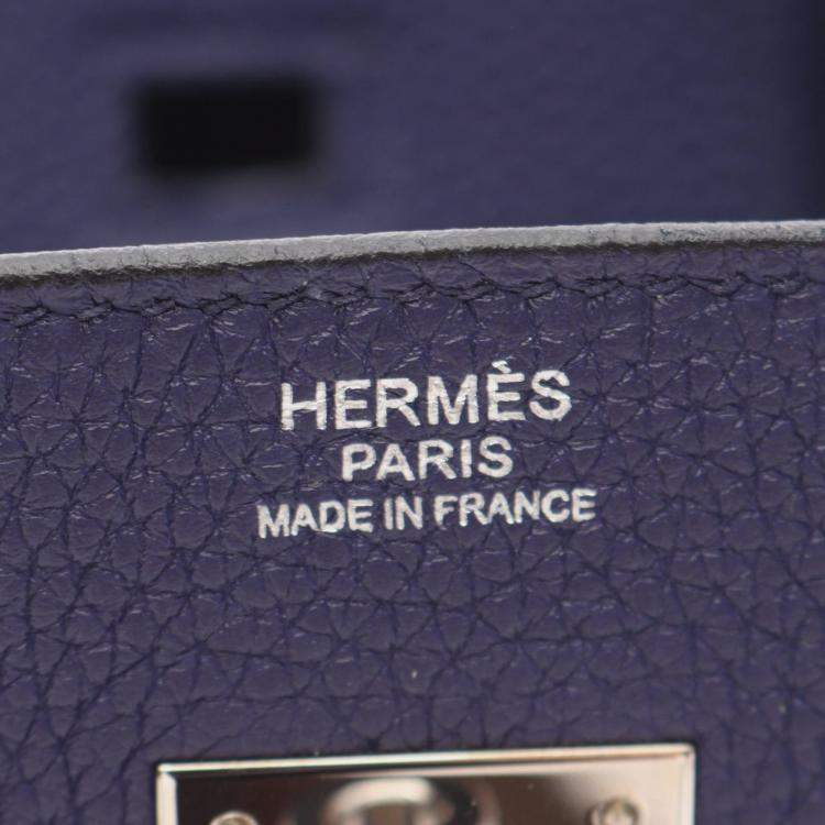 Pre Owned Hermes Birkin 30 Blue Encre Togo Leather Tote Bag