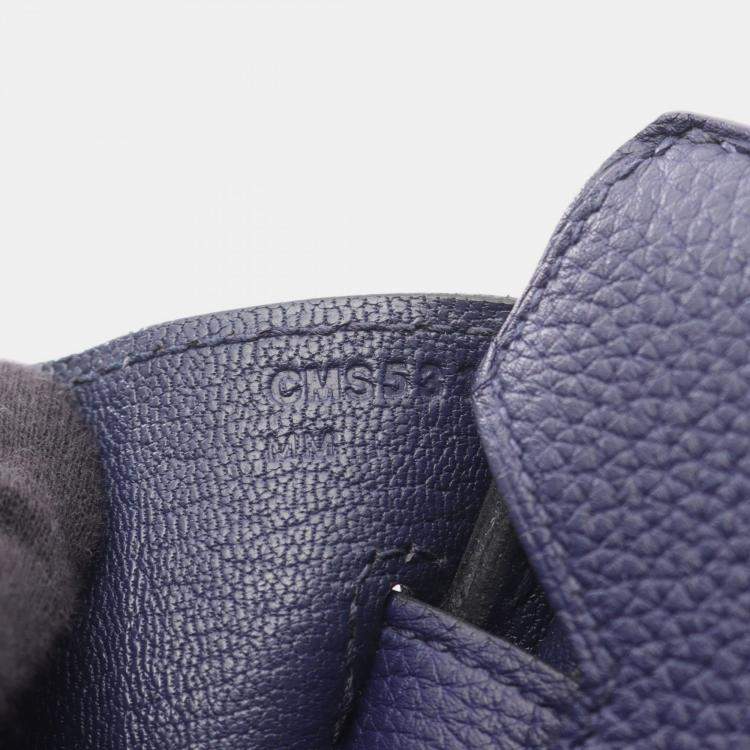 Pre Owned Hermes Birkin 30 Blue Encre Togo Leather Tote Bag