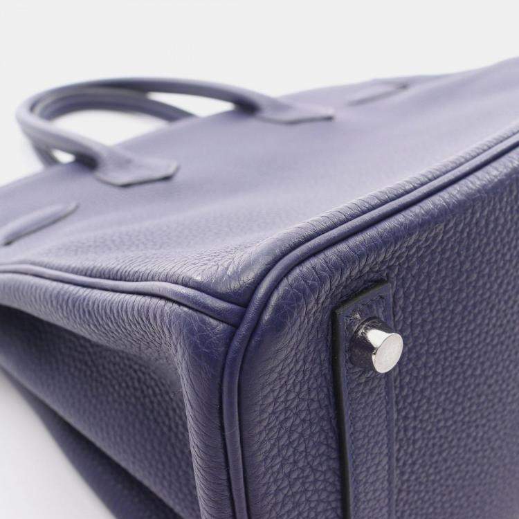 Pre Owned Hermes Birkin 30 Blue Encre Togo Leather Tote Bag