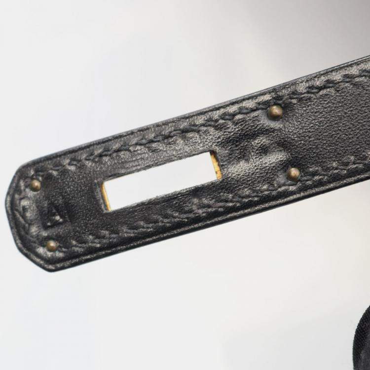 Pre Owned Hermes Kelly 32 Black Box Calf Leather Tote Bag