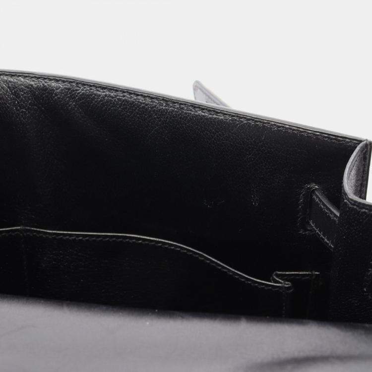 Pre Owned Hermes Kelly 32 Black Box Calf Leather Tote Bag