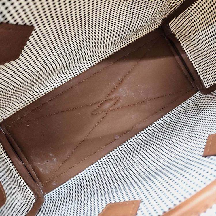 Pre Owned Hermes Brown White Canvas and Leather Victoria 3 Mini