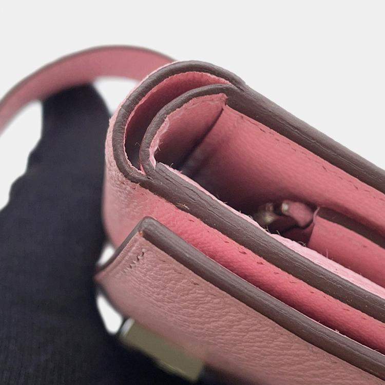 Pre Owned Hermes Bearn Combine Rose Sakura Chevre Myzore Goatskin