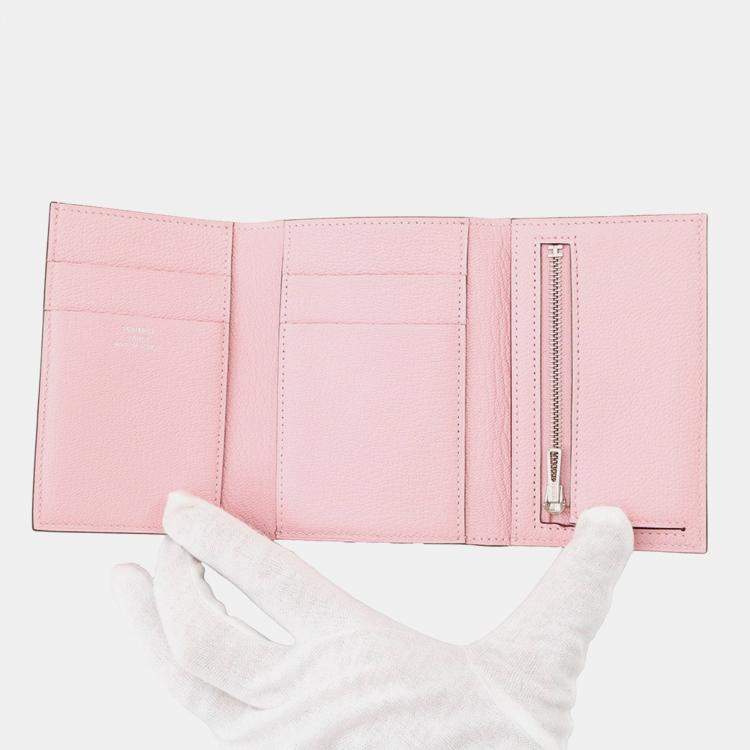 Pre Owned Hermes Bearn Combine Rose Sakura Chevre Myzore Goatskin