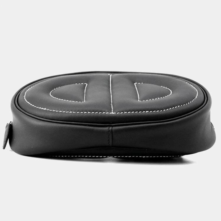 Pre Owned Hermes In The LoopBlack Swift Leather  Cross Body Bag 