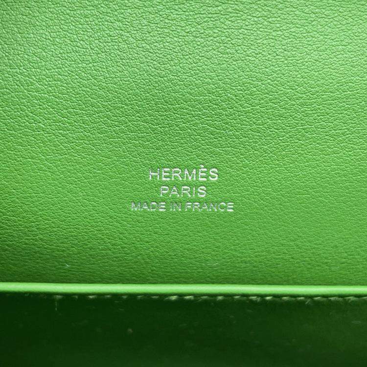 Pre Owned Hermes Pochette Kelly Vert Yucca Swift Leather