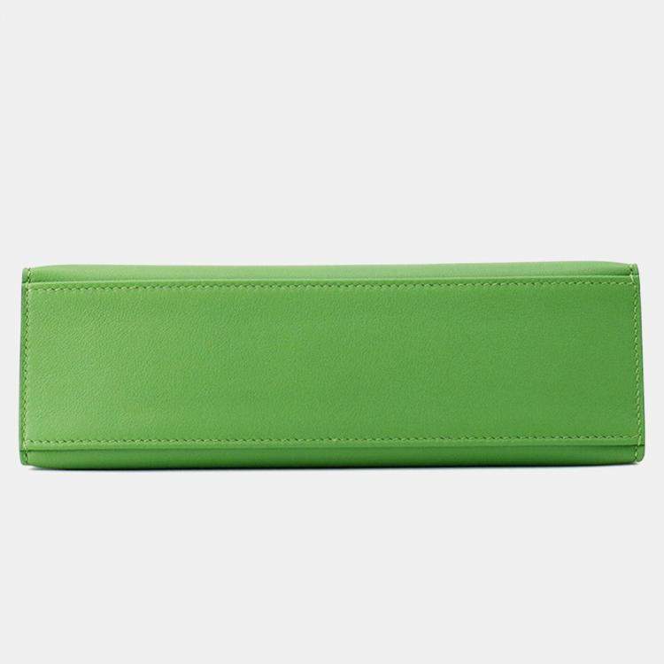 Pre Owned Hermes Pochette Kelly Vert Yucca Swift Leather