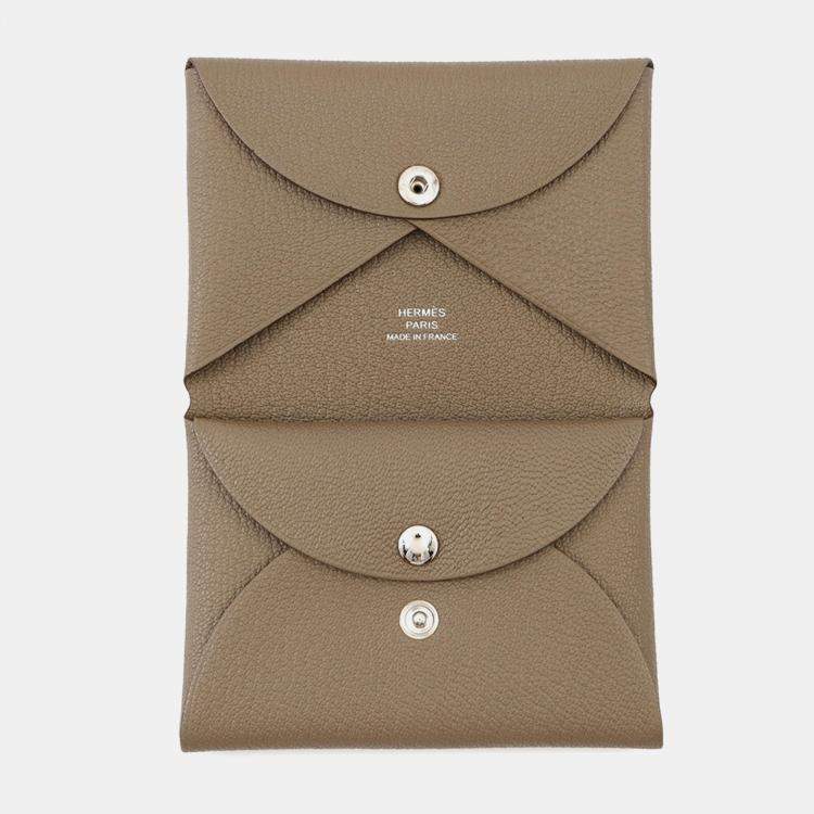 Pre Owned Hermes Calvi Duo Etoupe Chevre Myzore Goatskin