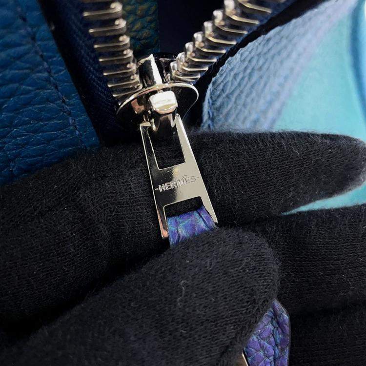 Pre Owned Hermes Plume Cosmos Blue Nuit/Violetgradation Togo Leather Size 45