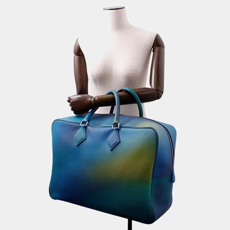 Pre Owned Hermes Plume Cosmos Blue Nuit/Violetgradation Togo Leather Size 45