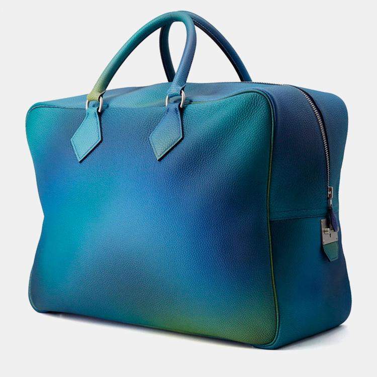 Pre Owned Hermes Plume Cosmos Blue Nuit/Violetgradation Togo Leather Size 45