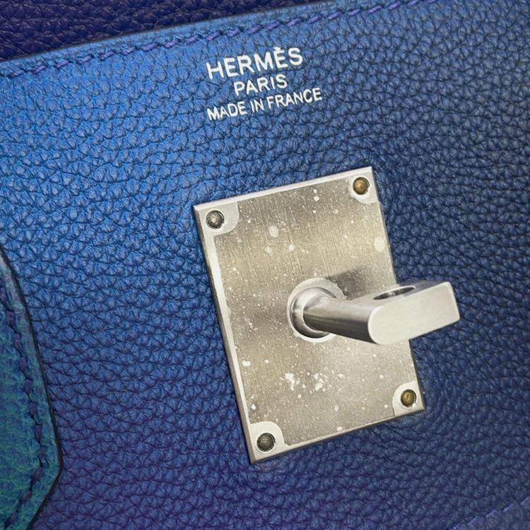 Pre Owned Hermes Haut A Courroies Cosmos Blue Nuit/Violet gradation Togo Leather Size 40