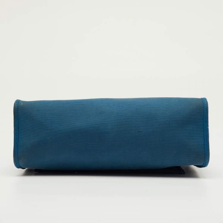 Pre Owned Hermès Bleu Frida/Black Toile Canvas and Vache Hunter Herbag Zip 31 Bag