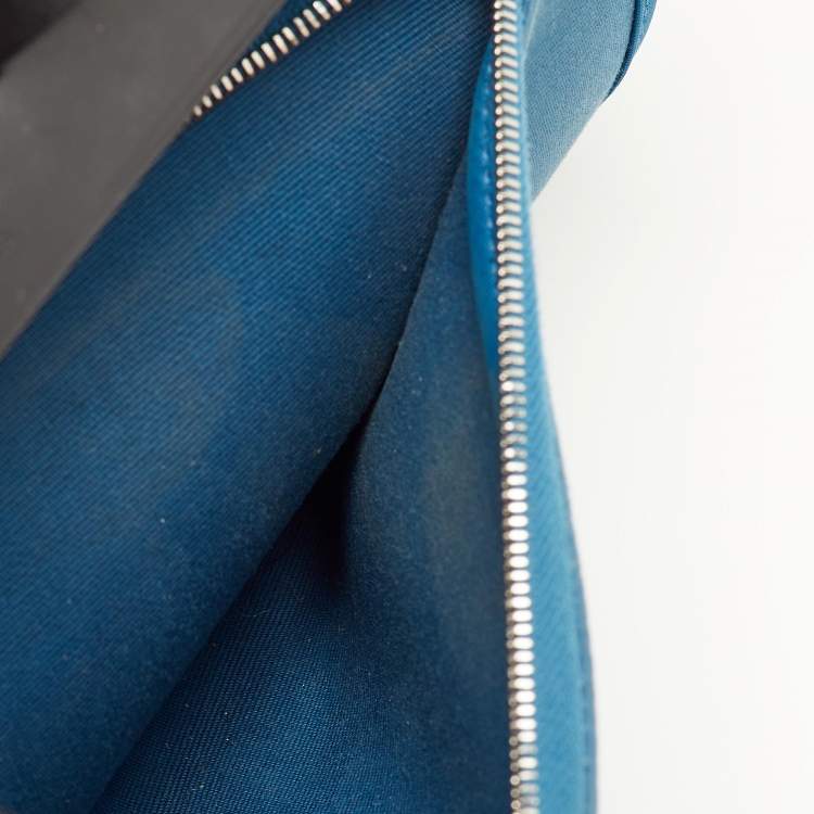 Pre Owned Hermès Bleu Frida/Black Toile Canvas and Vache Hunter Herbag Zip 31 Bag