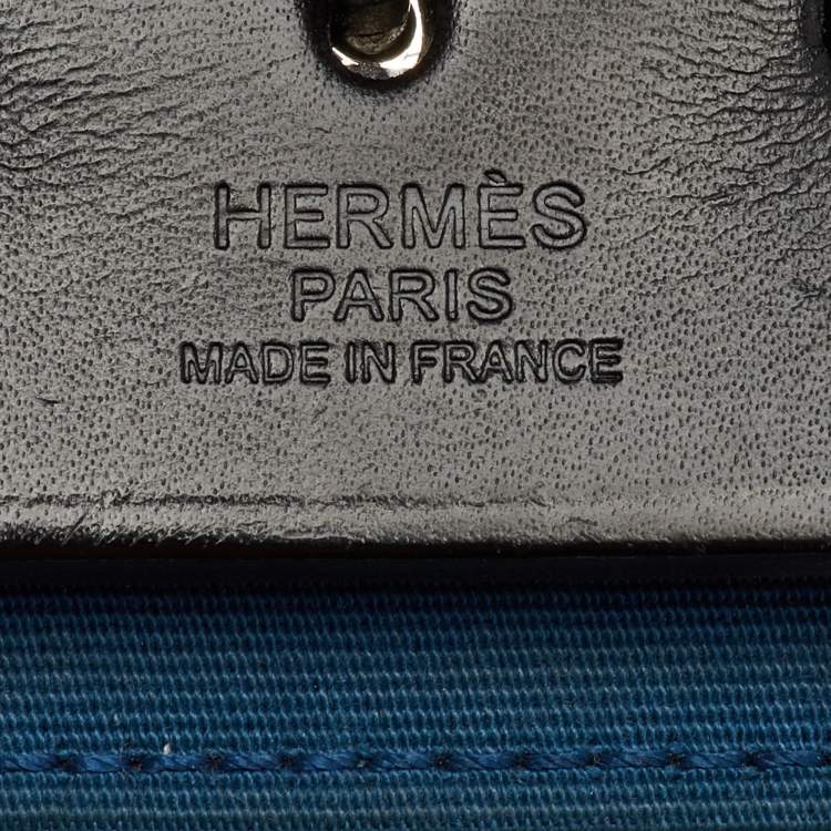 Pre Owned Hermès Bleu Frida/Black Toile Canvas and Vache Hunter Herbag Zip 31 Bag