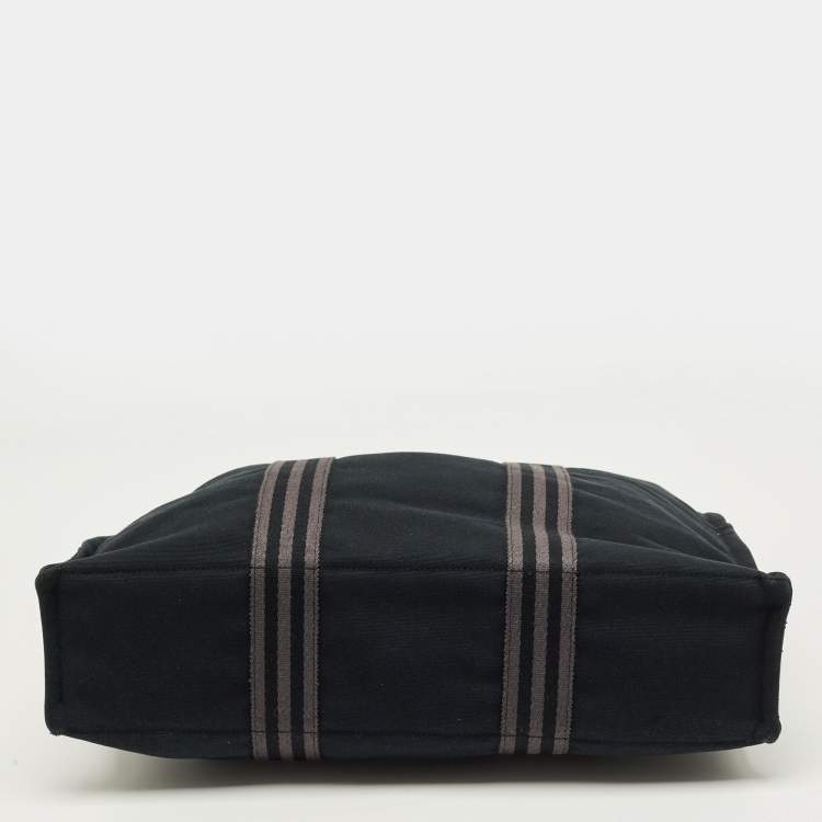 Pre Owned Hermes Fourre Tout Black/Grey Canvas Tote