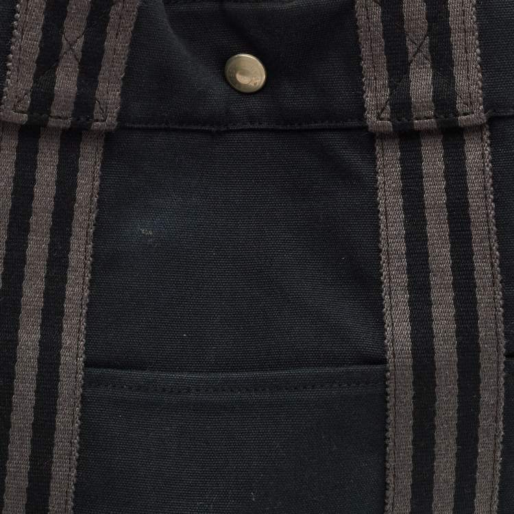 Pre Owned Hermes Fourre Tout Black/Grey Canvas Tote