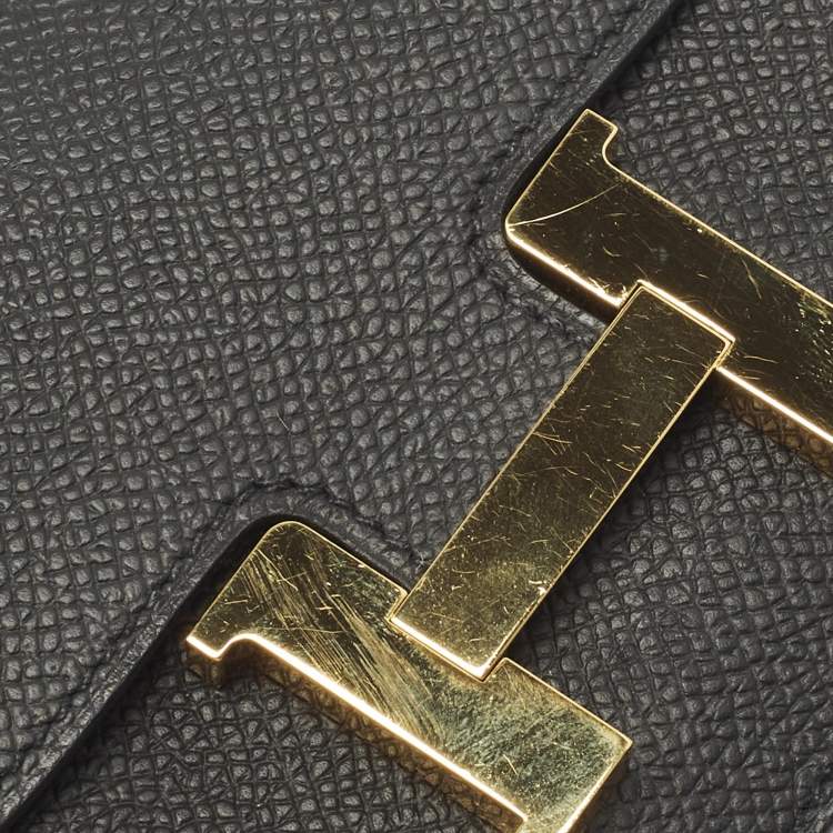 Pre Owned Hermès Black Epsom Leather Constance Slim Wallet