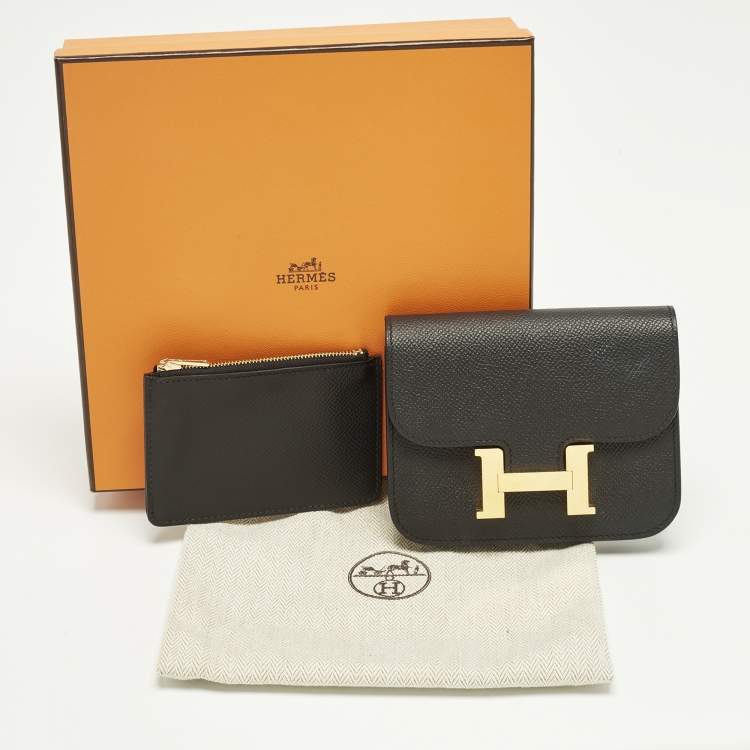 Pre Owned Hermès Black Epsom Leather Constance Slim Wallet