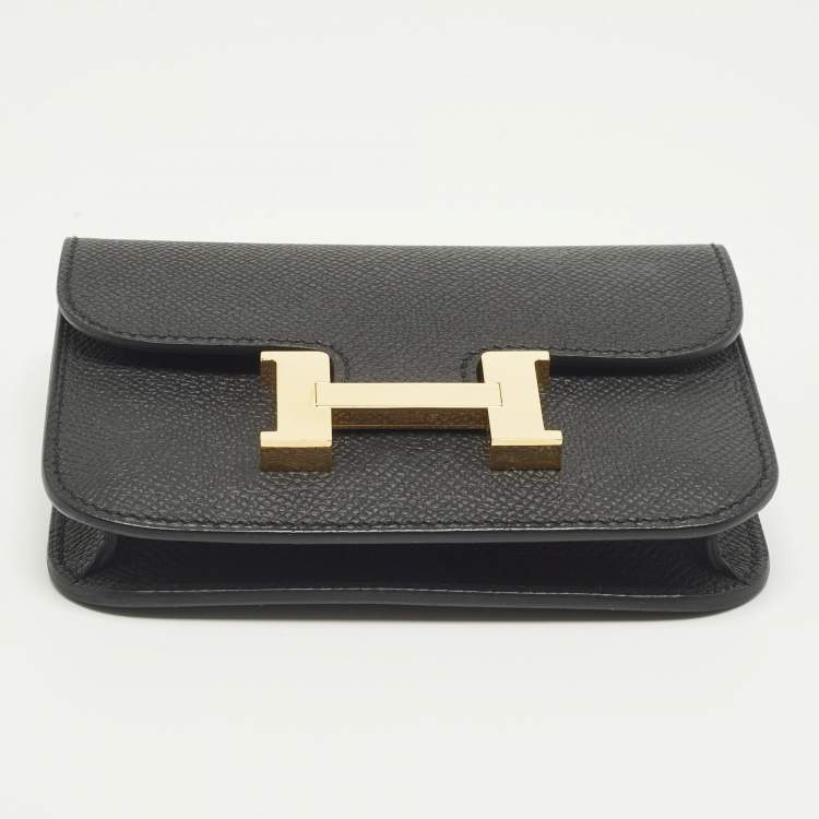 Pre Owned Hermès Black Epsom Leather Constance Slim Wallet