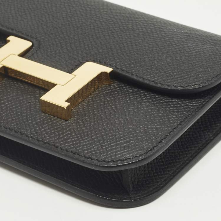 Pre Owned Hermès Black Epsom Leather Constance Slim Wallet