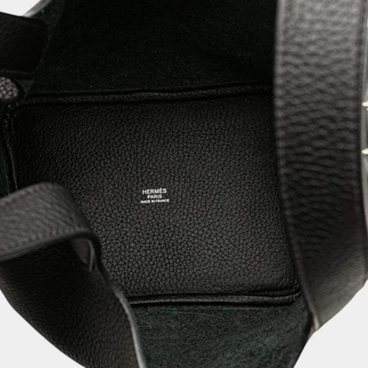 Pre Owned Hermes Picotin Lock  13.5 Black Leather Handbag  