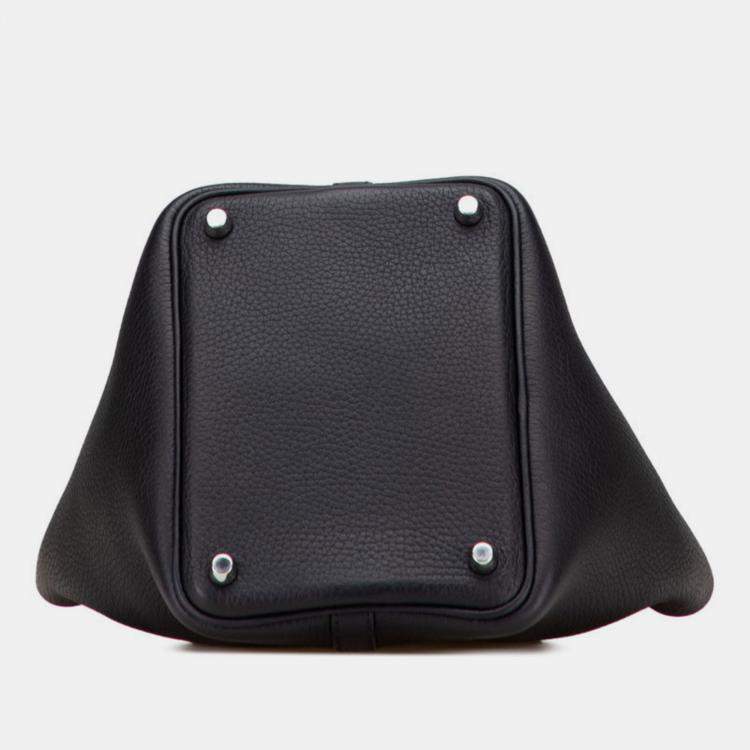 Pre Owned Hermes Picotin Lock  13.5 Black Leather Handbag  