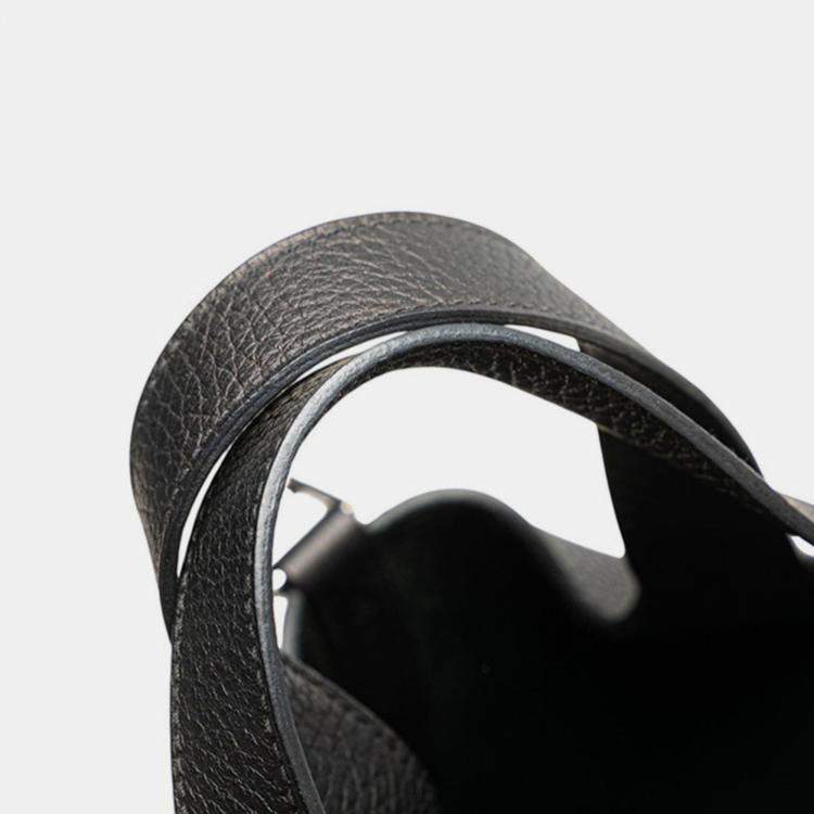 Pre Owned Hermes Picotin Lock  13.5 Black Leather Handbag  