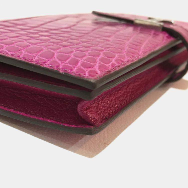 Pre Owned Hermes Bearn Souffle Bifold Long Wallet Rose Shepherd Pink
