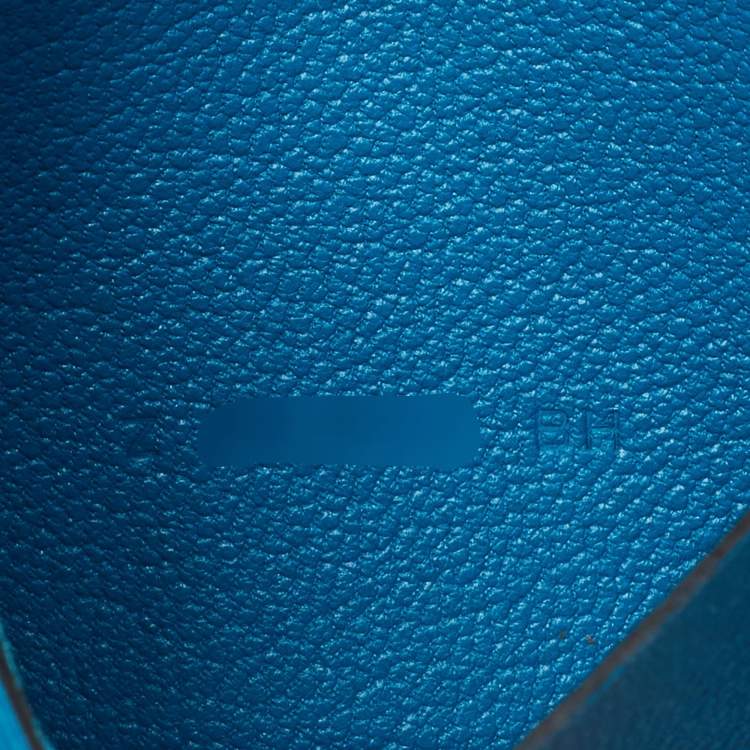 Pre Owned Hermes Bearn Blue Frida Chevre Leather Card Holder