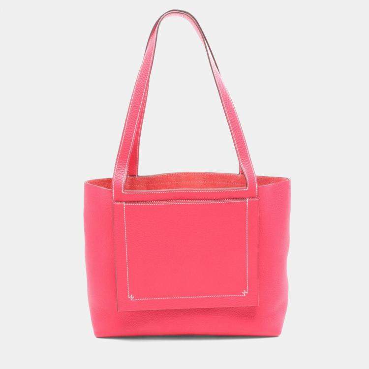 Pre Owned Hermes Cabas Sellier 31 Rose Extreme Taurillon Clemence Leather Tote Bag