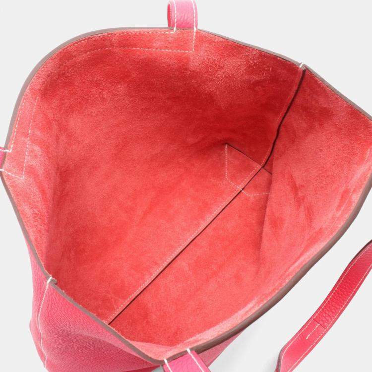 Pre Owned Hermes Cabas Sellier 31 Rose Extreme Taurillon Clemence Leather Tote Bag