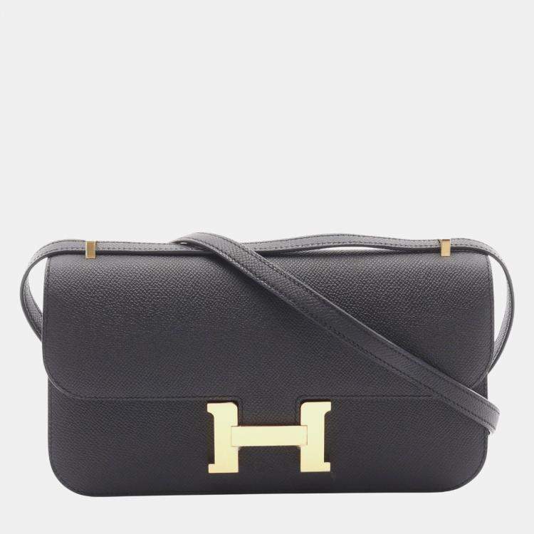 Pre Owned Hermes Constance Elan Black Epsom Leather Shoulder Bag