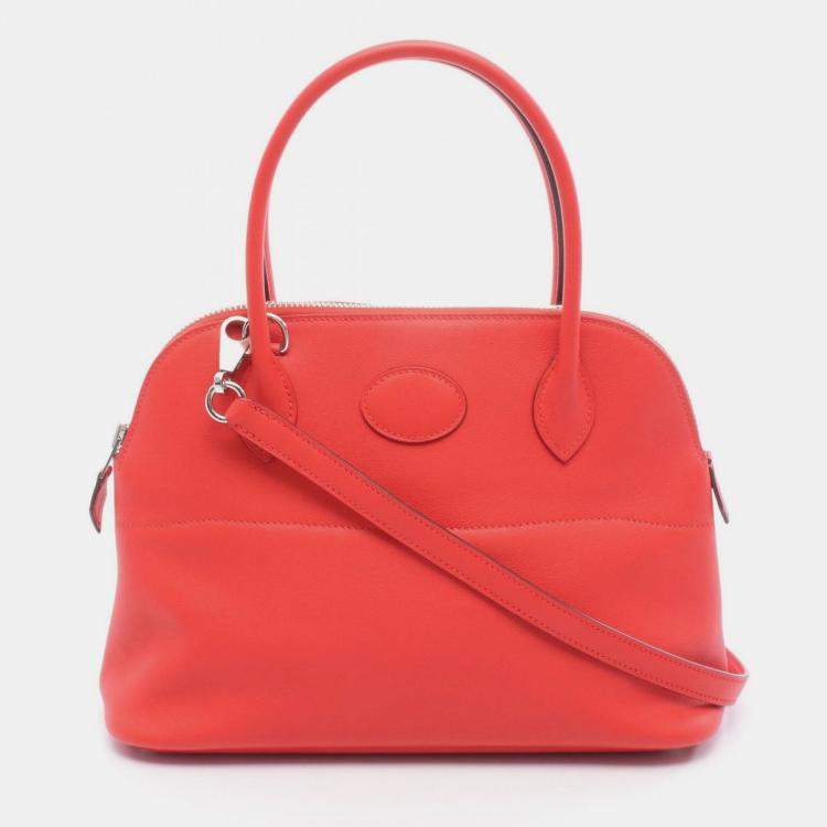Pre Owned Hermes Bolide 27 Rouge Tomate Swift Leather Shoulder Bag