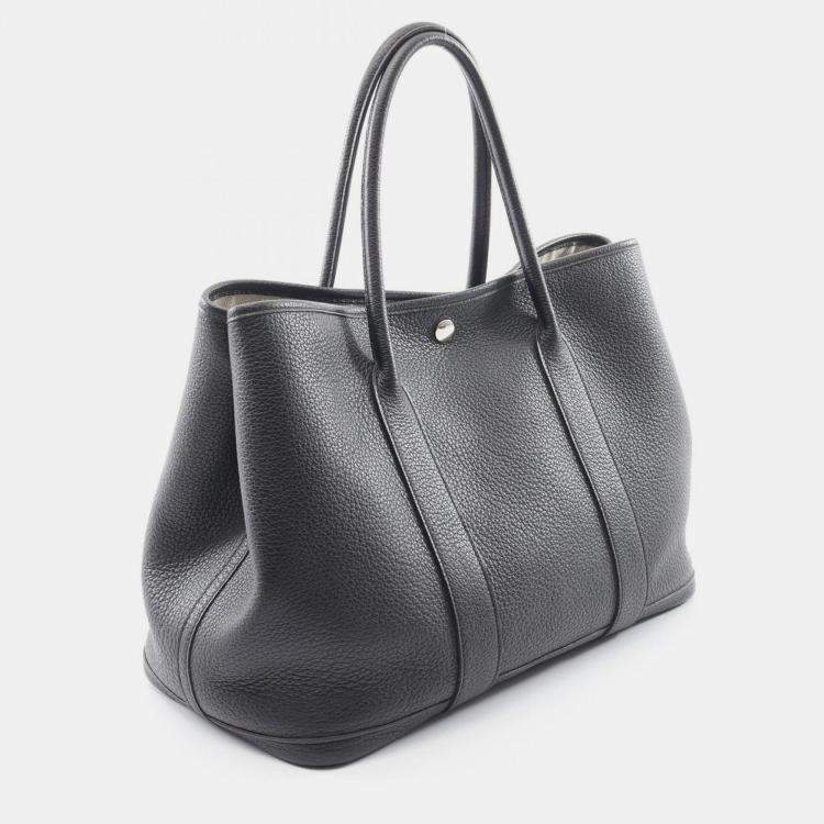 Pre Owned Hermes Garden Party 36 Black Negonda Leather Tote Bag