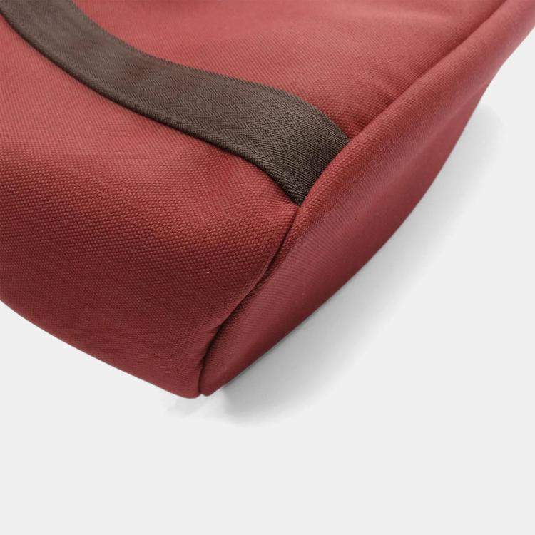 Pre Owned Hermes Sac De Pansage Groom Bordeaux Toile Military Tote Bag