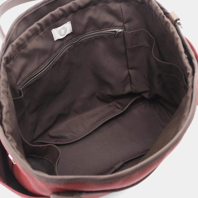 Pre Owned Hermes Sac De Pansage Groom Bordeaux Toile Military Tote Bag