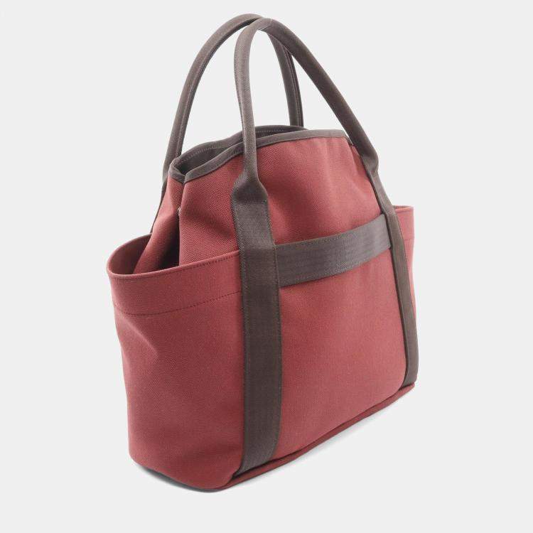 Pre Owned Hermes Sac De Pansage Groom Bordeaux Toile Military Tote Bag