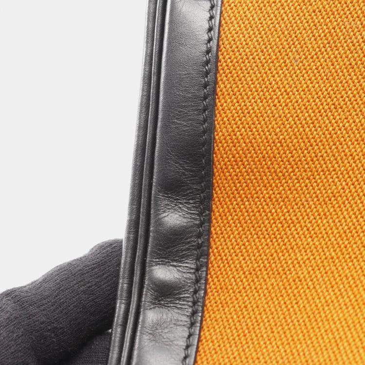 مملوكة مسبقًا Hermes Kelly 28 Black Orange Box Calf Leather Toile Potamos Shoulder Bag